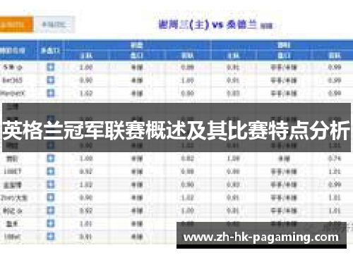 英格兰冠军联赛概述及其比赛特点分析