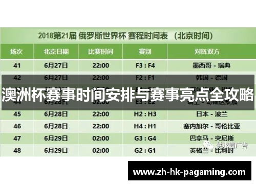 澳洲杯赛事时间安排与赛事亮点全攻略 澳洲杯赛事时间安排与赛事亮点全攻略